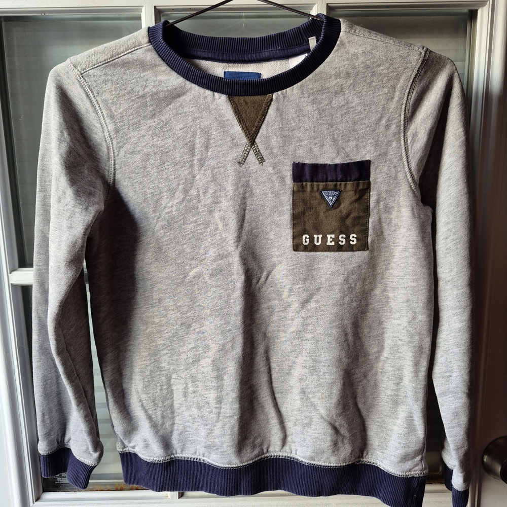 GUESS Boy's Heather Gray Crewneck Sweater
